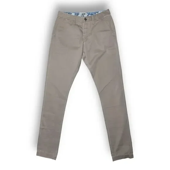 Acne Studios Beige Chino Pants Men Straight-Cut Zip Fly Pockets Contrast Waist